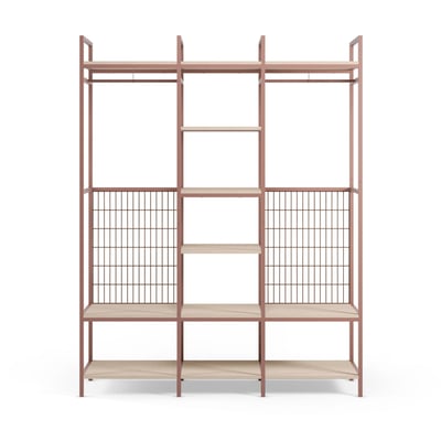 Dressing ouvert modulable 3 éléments en métal et bois L140xH179,5cm- AQABA DRAWER