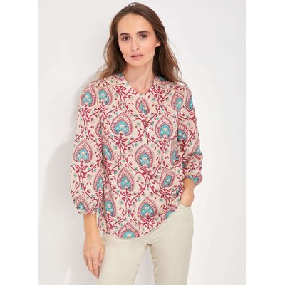 Blouse imprimée voile de coton bio col tunisien RENATA LA FIANCÉE