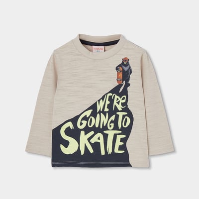 T-shirt garçon en maille imprimé skate BOBOLI
