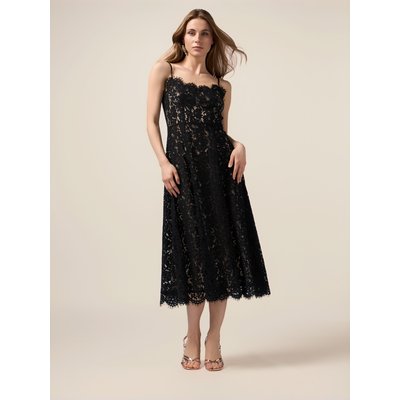 Robe évasée mi-longue réalisée en dentelle transparente mixte OLTRE