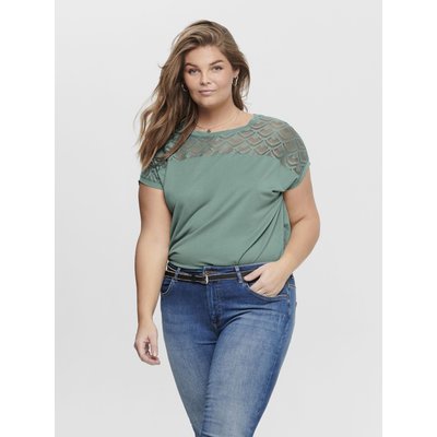 T-shirt col rond, col dentelle ONLY CARMAKOMA
