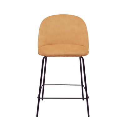 Chaise snack velours gris bleu pieds métal noir YATA ZAGO