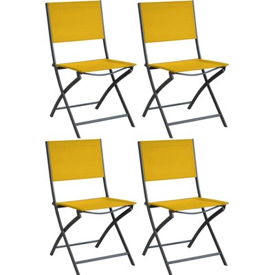 Chaise pliante en acier et toile Dream (Lot de 4) Graphite, rouge PROLOISIRS