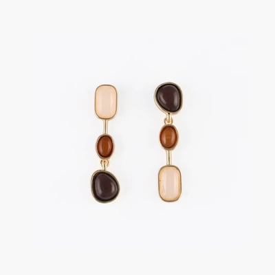 Boucles d'oreilles à cabochons asymétriques marron BALABOOSTE