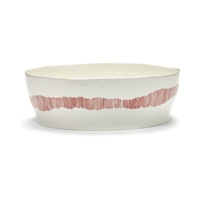 Saladier Feast Par Ottolenghi Tourbillons Grès Blanc/rouge Ø27,5 Cm SERAX