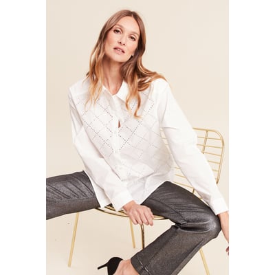 Chemise manches longues en coton strass BREAL