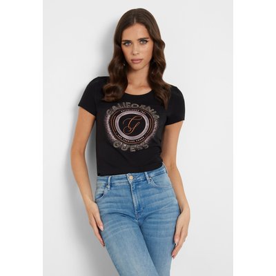 T-Shirt Stretch Logo Frontal Strass GUESS