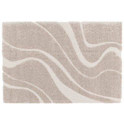 Tapis shaggy rectangulaire en polyester recyclé motif géométrique à poils longs, TWIST OVIALA