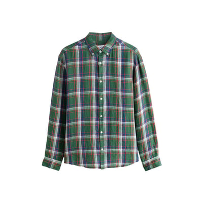 Chemise manches longues lin à carreaux NEXT