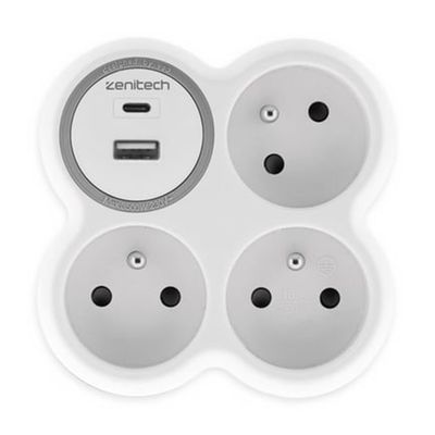 Triplite 16a Et Deux Chargeurs Usb A+c - Blanc ZENITECH