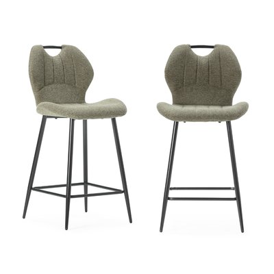 Lot de 2 tabourets en tissu avec pieds en métal noir H65 cm - MULI CALICOSY