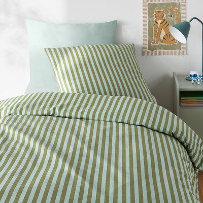 Beddengoed in 50% gerecycled katoen, vierkante kussensloop, Sacha Vert LA REDOUTE INTERIEURS