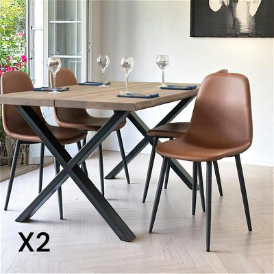 Chaise de salle à manger marron clair style vintage (lot de 2) BERLIN PIER IMPORT