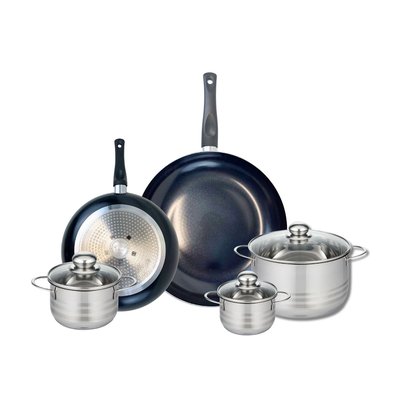 Set de 2 poêles 24 et 32 cm et 3 faitouts Prima Brillant ELO