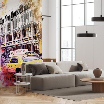 Papier peint graphique taxi new york the times HEXOA