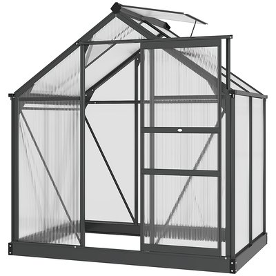 Serre de jardin polycarbonate alu. gris OUTSUNNY