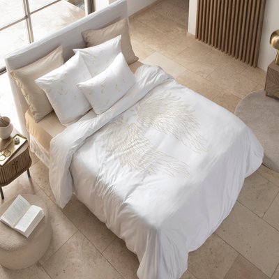 Housse de couette satin de coton MON ANGE CARRE BLANC
