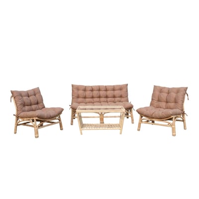 Salon de jardin en rotin et tissu RATTAN MADE IN MEUBLES 