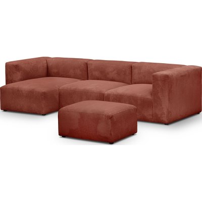 Canapé d'angle à gauche modulable 4 places en velours côtelé + pouf - MODULO NEW HOMIFAB
