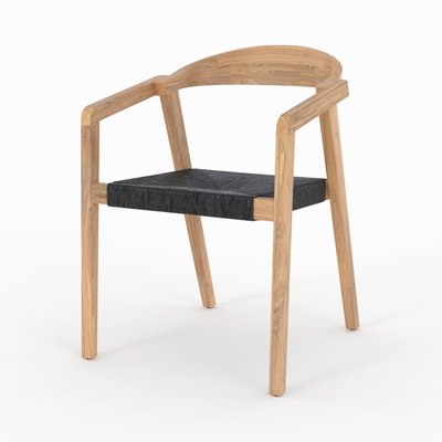 Chaise de jardin en bois de teck recyclé et rotin synthétique (à l'unité) - MALIO RENDEZ-VOUS DÉCO