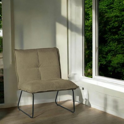 Fauteuil capitonné velours côtelé kaki MALMOE PIER IMPORT
