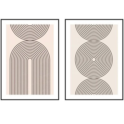Set de 2 tableaux décoratifs abstraits noir et blanc WADIGA
