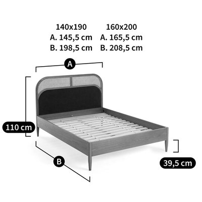 Bett mit Lattenrost Buisseau, Rattan und Samt LA REDOUTE INTERIEURS