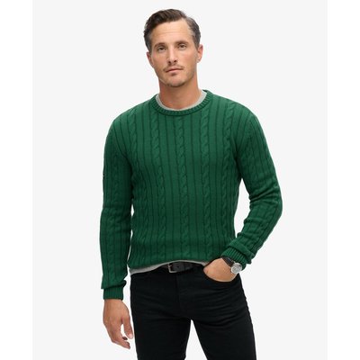 Pull ras-du-cou en maille torsadée classique en coton SUPERDRY