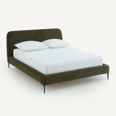 Lit double avec sommier assemblé, en velours, OSCAR, design Emmanuel Gallina AM.PM