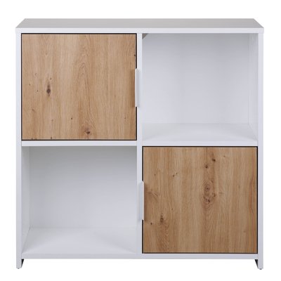 Etagère 4 cases en bois avec 2 portes battantes TERRE DE NUIT