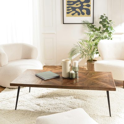 Table de salon rectangulaire bois recyclé marqueterie 135 cm KORKAI PIER IMPORT