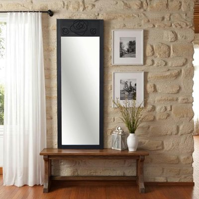 Miroir vertical en bois gris foncé - motif rose HILO PIER IMPORT