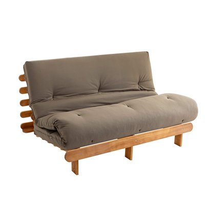 Ensemble matelas futon en coton et structure en bois massif naturel TERRE DE NUIT