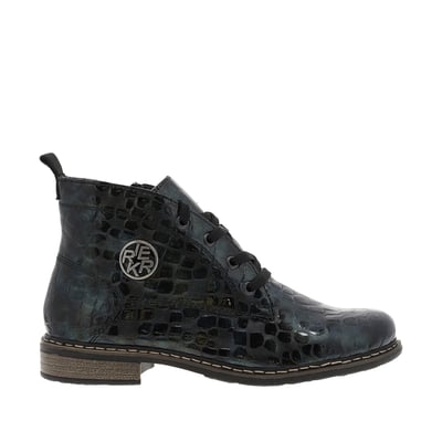 Bottines marron à talon décroché bas pourvues de lacets et d'un zip latéral RIEKER