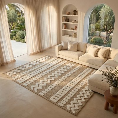 Tapis et jute à motif géométrique en relief  JUTE RELIEF MEX THE DECO FACTORY