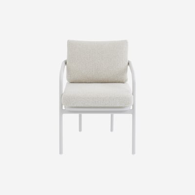 Lot de 2 chaises de jardin en tissu texturé déperlant et aluminium blanc NAZARE HABITAT