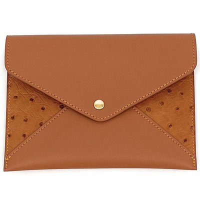 Porte-papiers en cuir d'autruche français OMB édition Haute-couture OH MY BAG