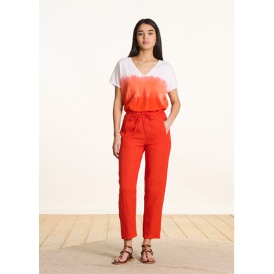Pantalon carotte en lin taille élastiquée LA FEE MARABOUTEE
