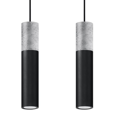 Suspension Acier Gris/Noir GU10 2 Borigio EDEN