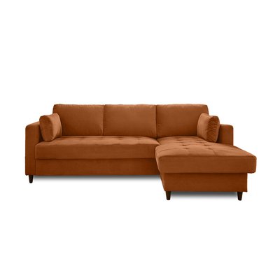 Canapé d'Angle Convertible en Velours 4 places - ANNA LISA DESIGN