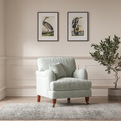 Emeline Soft Brushed Armchair with Antique Castor Legs SO'HOME