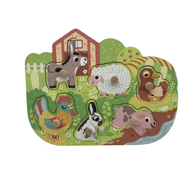 Puzzle Ferme 6 pièces à boutons - Bon état JANOD