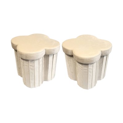 Tabouret-coffre pour pliant pour enfant velours fleur (lot de 2) DAPHNÉ SWEEEK