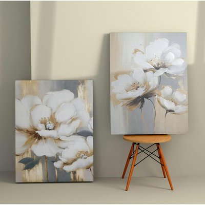 Tableau de fleurs blanches – pour décoration murale (set de 2) PIER IMPORT