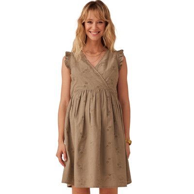 Robe courte grossesse en broderie anglaise manches volantées ENVIE DE FRAISE