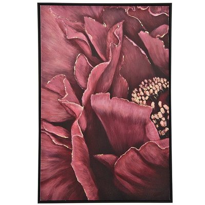 Tableau de fleurs de pivoine en gros plan cadre noir PIER IMPORT