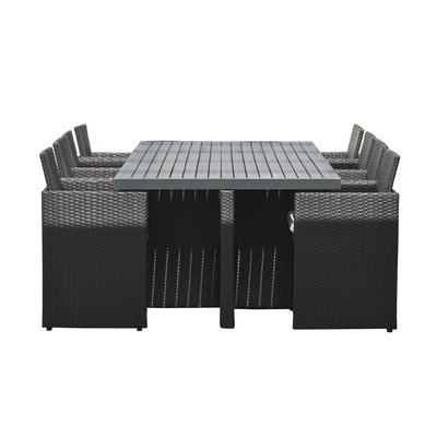 Ensemble repas en résine tressée et alu PVC-8 DCB GARDEN