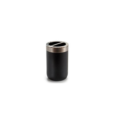 Porte Brosse à Dents Rond Inox et Plastique Noir WADIGA