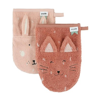 Lot de 2 gants de toilette Mrs. Cat et Mrs. Rabbit TRIXIE