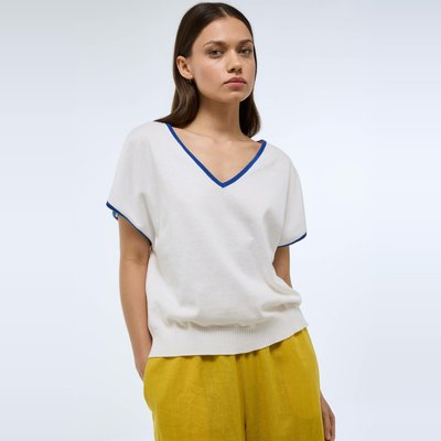 Pull col V sans manche en coton MONOPRIX